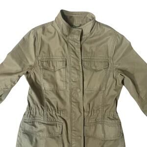 Banana Republic Women's Sz L Khaki Utility Field Jacket Cotton Canvas Outerwear